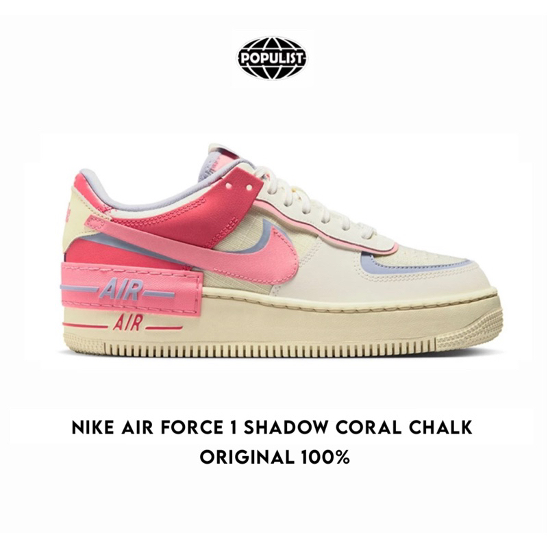Nike Air Force 1 Shadow Coral Chalk Indigo Haze 100% Original Resmi