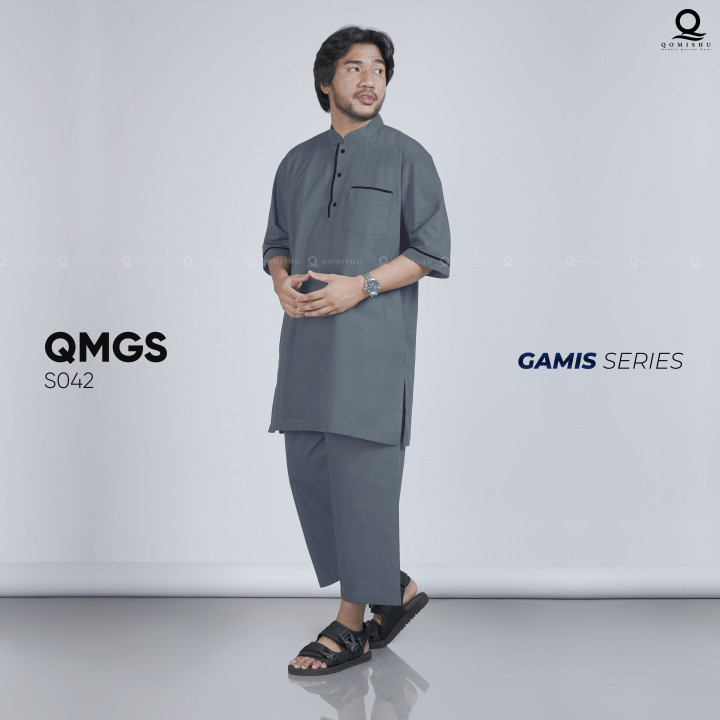 Setelan Baju Koko Kurta QMGS / Setelan Kurta Celana Gamis Muslim Syari/ Setelan Koko Kurta Pria Leng