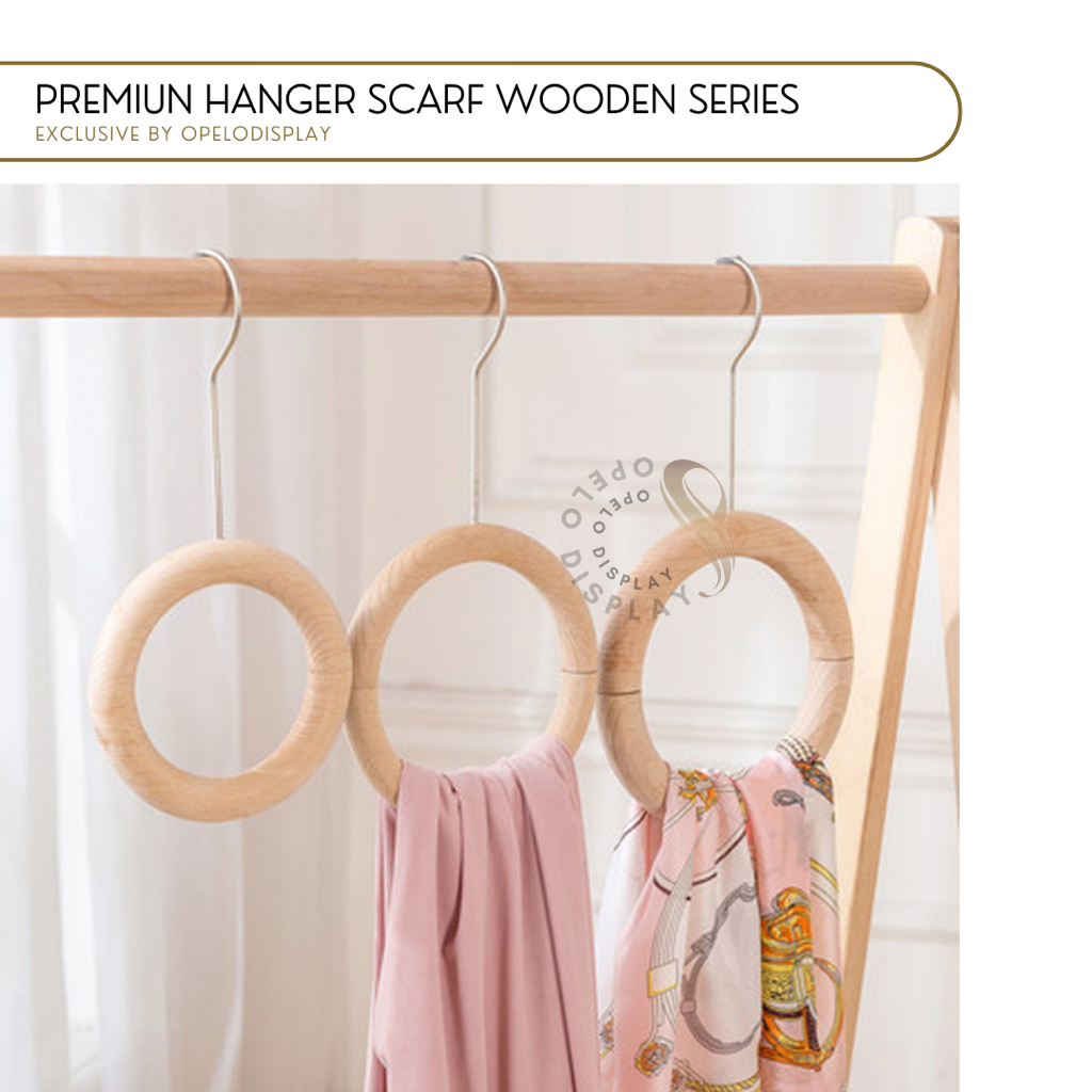 HANGER PASMINA RING KAYU BULAT HANGER SYAL BULAT GANTUNGAN TAS ESTETIK HOOK BULAT HANGER UNIK