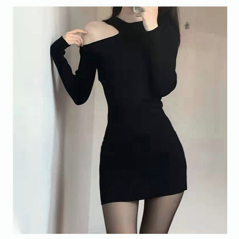 DR825 SLIM FIT WRAP BUTTOCKS SKIRT, OFF SHOULDER KNITTED DRESS, SPRING AND AUTUMN TIGHT FITTING WOMEN'S CLOTHING, EUROPEAN AND AMERICAN SPICY GIRL SKIRT, PURE DESIRE FOR STYLE, SWEET AND SPICY