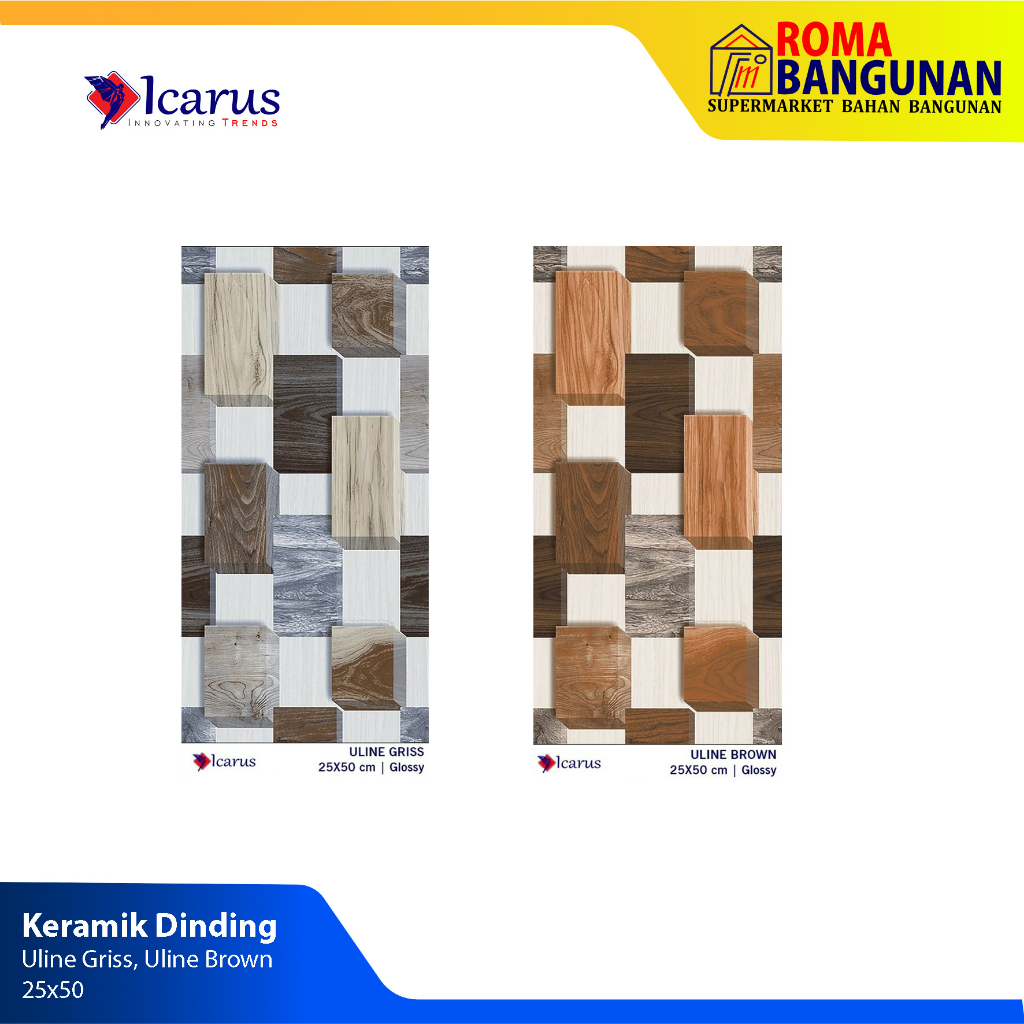 Icarus Keramik Dinding / Keramik Motif / Keramik Uline Series 25x50