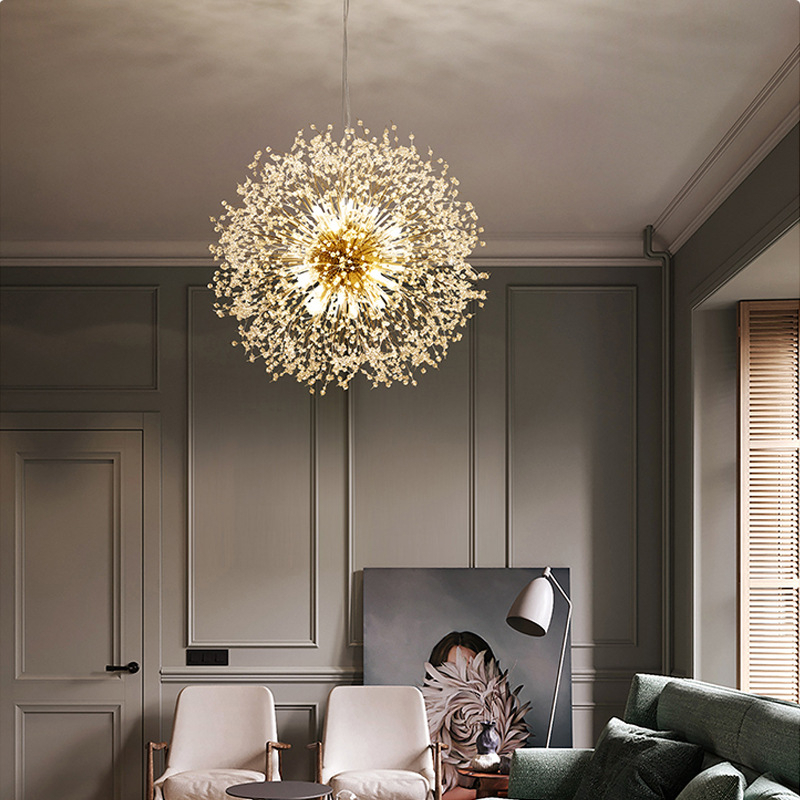 Lampu Gantung Kristal Bintang Dandelion 8/12 Bolham 3 Warna Chandelier Ruang Tamu Restoran Kamar Tidur Mal Perbelanjaan Lampu Dekoratif Lampu langit -langit