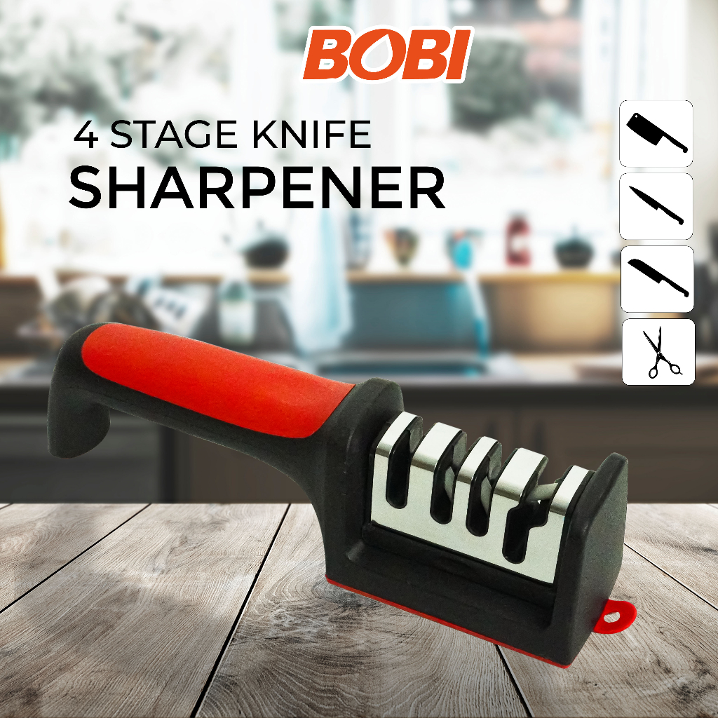 Stage Knife Sharpener atau Alat Pengasah Pisau 4 Fungsi/ 4 Stage Knife / Alat Pengasah Pisau Praktis BOBI