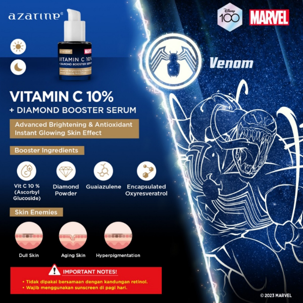 AZARINE X MARVEL All Variants Super Fighters Serum PHA 10% + Astaxanthin Hilarious | Retinol Complex + 5x Ceramide Mighty | Niacinamide 10% + Dipotassium Glycyrrhizate Glorious | PHA 10% + Astaxanthin Hilarious