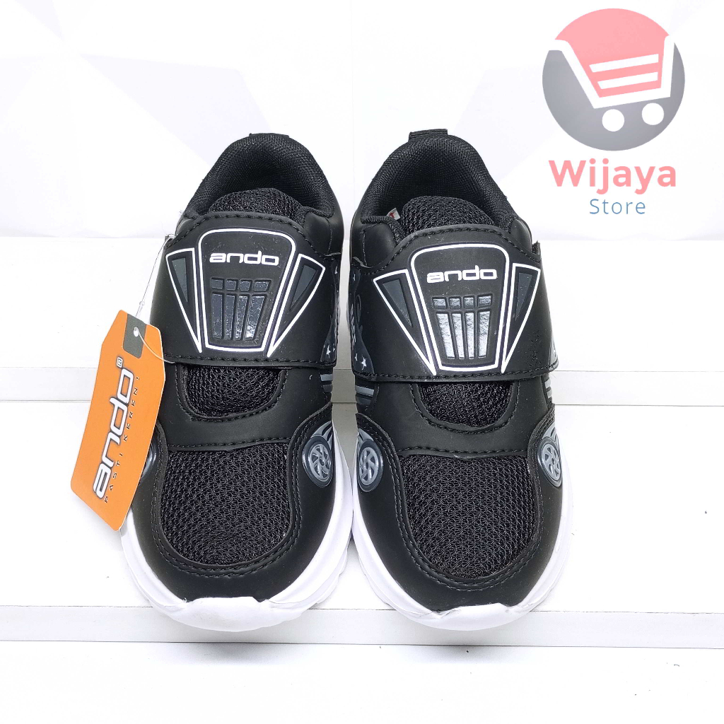 Sepatu Anak Sneakers TK Ando 29-32 Desain Shark Fashion Shoes Sport Perekat Cocok untuk Cowok Laki-laki Ktouch Race Road