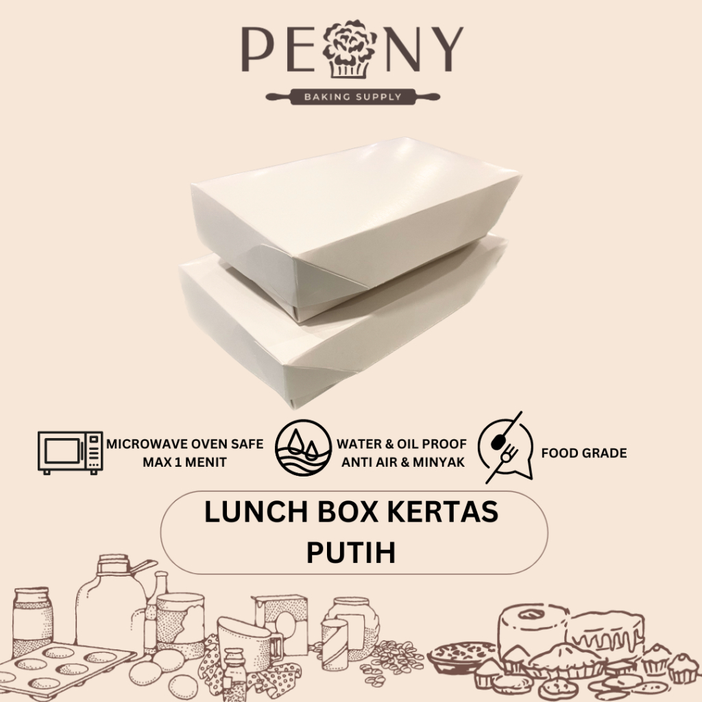 BOX KOTAK MAKANAN| LUNCH BOX PUTIH | KOTAK NASI| MICROWAVE SAFE, ANTI MINYAK DAN AIR