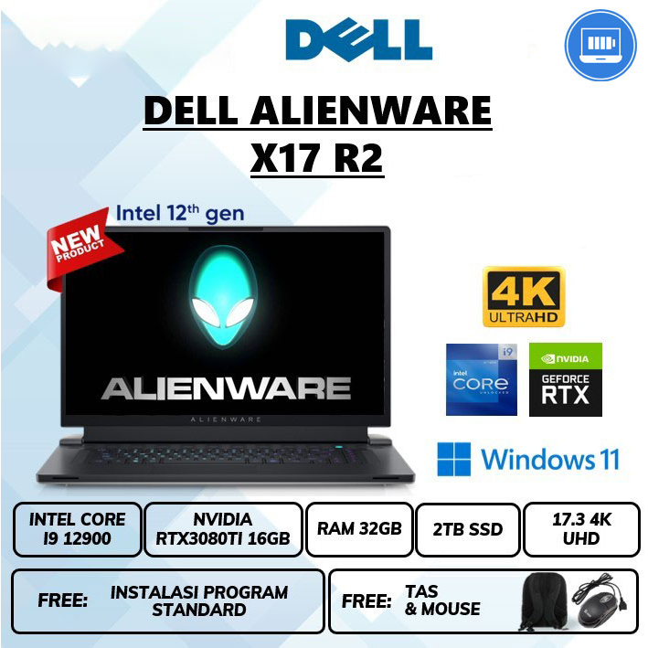 Laptop Dell Alienware x17 r2 Core i9 12900 Ram 32gb ssd 2tb 17.3&quot; UHD