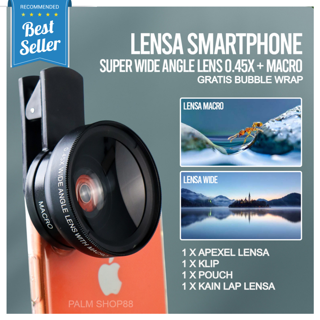 APEXEL Lensa Super Wide Angle Lens + Macro Smartphone