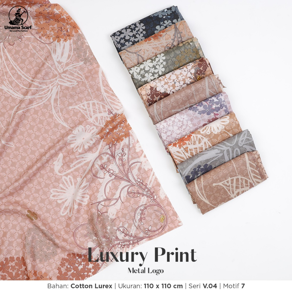 PILIH WARNA UMAMA Hijab Segiempat Luxury Motif Print Lasercut Metal Logo