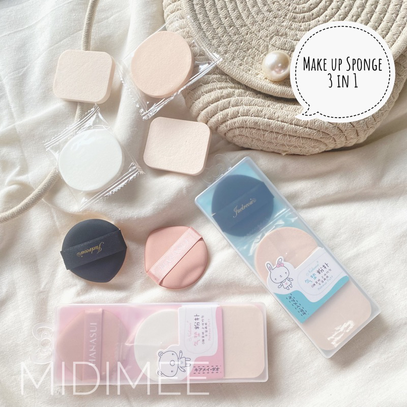 (COD)3 In 1 Sponge Bedak Cushion Mika Spons