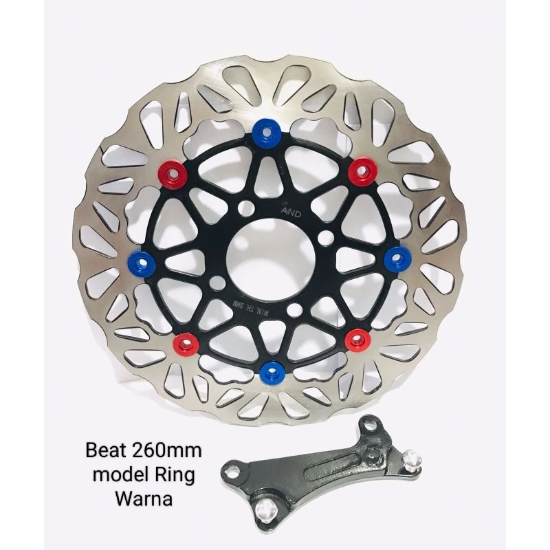 Piringan Disc Cakram Depan Variasi Model PSM Gozima Ring Gold 260mm Beat Scoopy Vario Carbu Vario110 Vario125 Vario150 Vario160 PNP Lobang Baut 4
