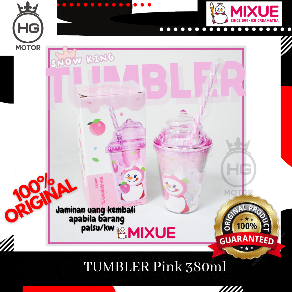 Tumblr Botol Minum MIXUE Warna Pink 380ML Tumbler Tempat Minum