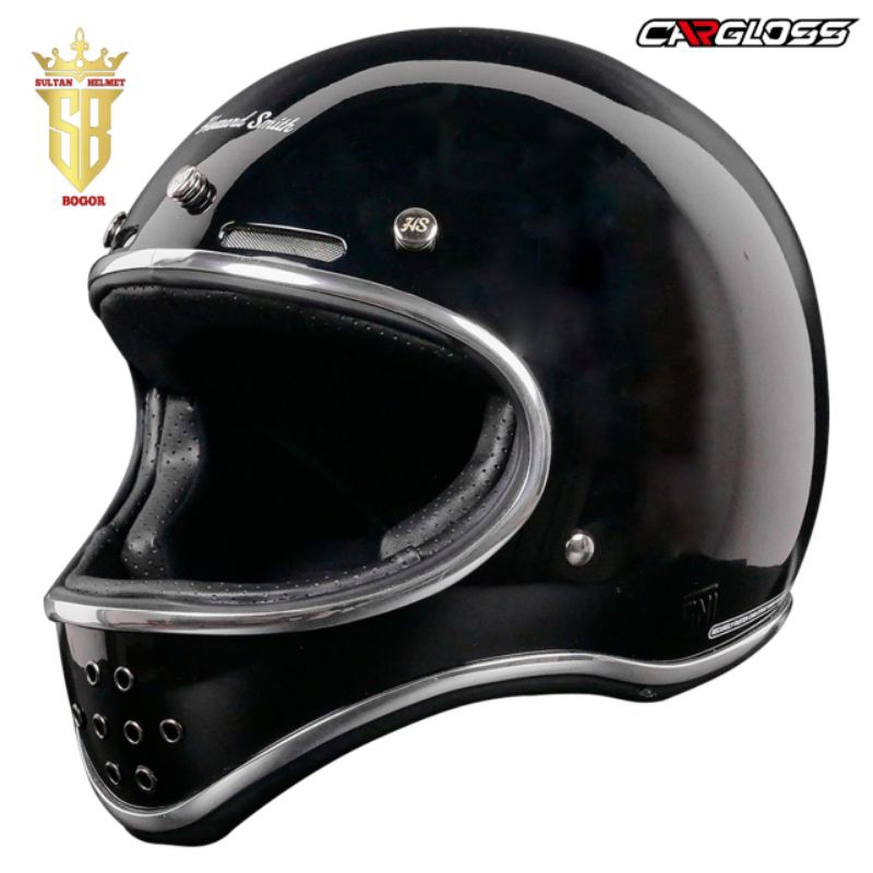 Helm Cargloss Howard Smith BOOBER Full Face Cakil Retro Original - DEEP BLACK