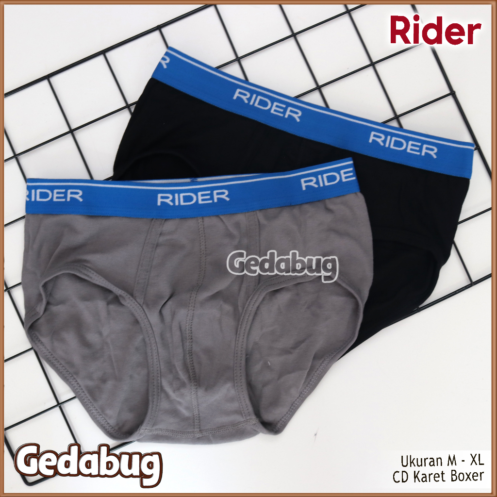 3 Pcs - CD Pria dewasa Rider R 333 | Celana dalam karet Boxer Katun 100% | Gedabug