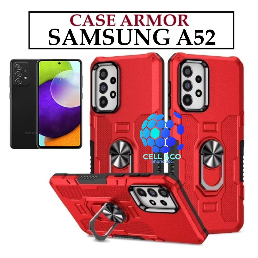 Case Armor SAMSUNG A52 Iring Cincin Magnetic Kesing Hp Protect kamera Premium Hard Case Standing Robot Pelindung Kamera