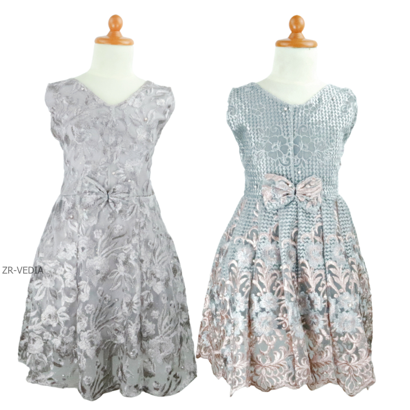 Dress Keira Uk 4-5 Tahun / Gaun Brukat Pesta Kondangan Baju Baby Import Dres Brukat Kensi Anak