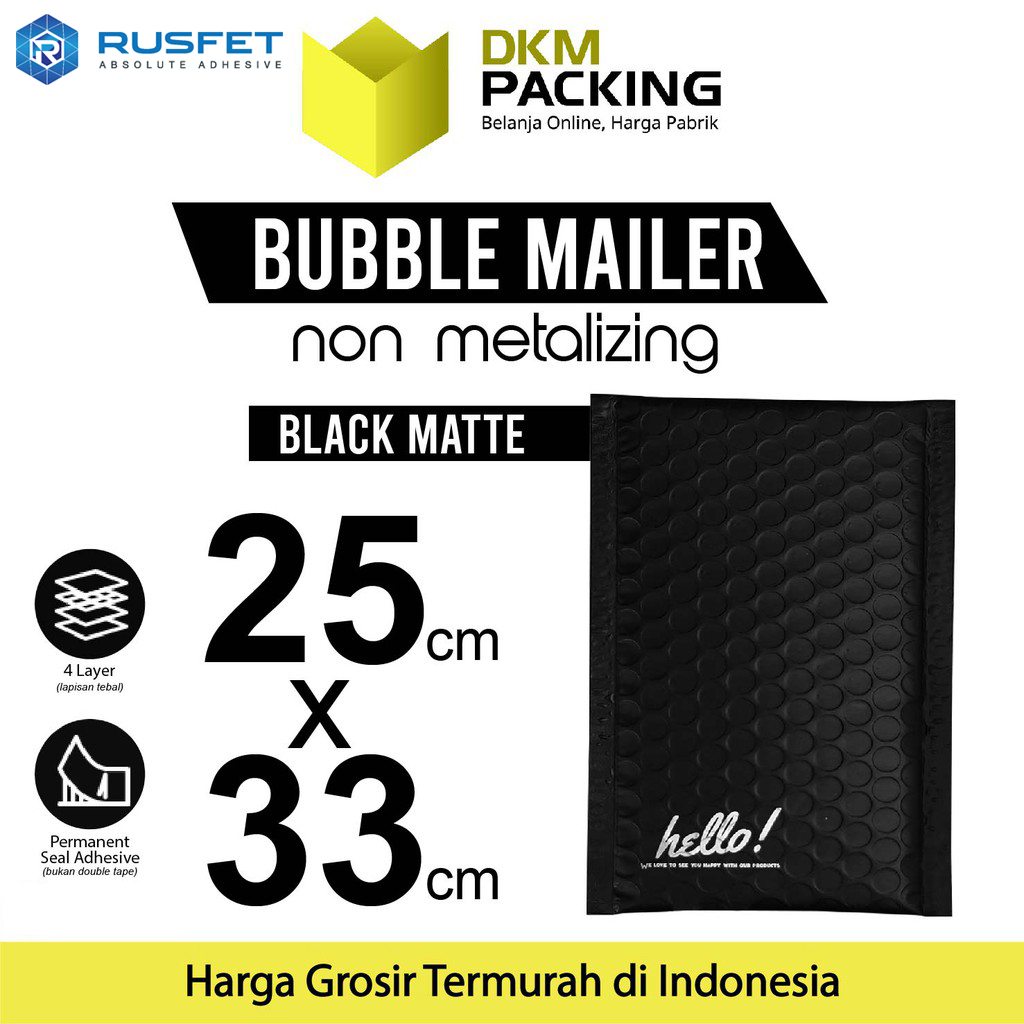 

AMPLOP BUBBLE WRAP BLACK 25x33cm RUSFET HITAM ENVELOPE BUBBLE BAG MAILER PREMIUM TERMURAH / SATUAN