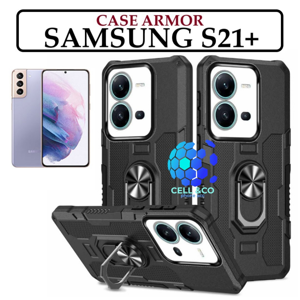 Case Armor SAMSUNG GALAXY S21+ Iring Cincin Magnetic Kesing Hp Protect kamera Premium Hard Case Standing Robot Pelindung Kamera