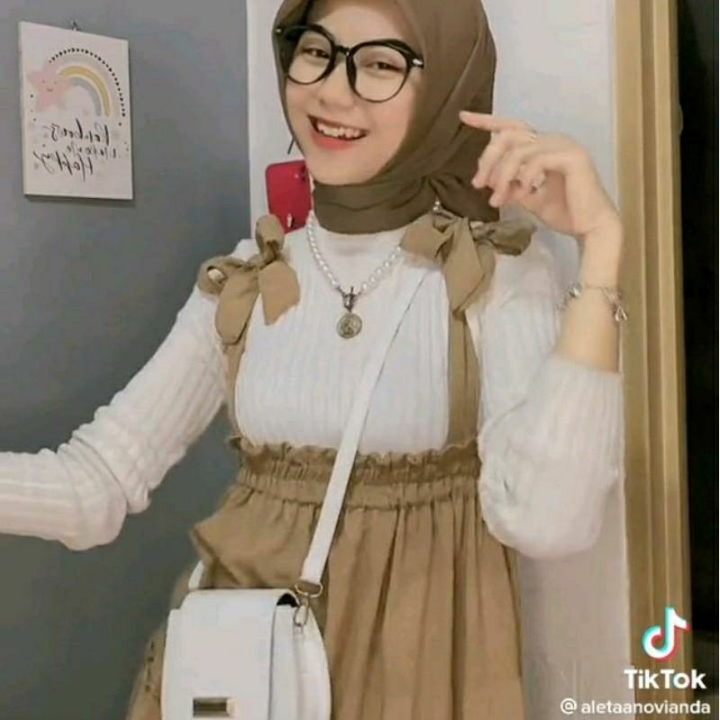 OVERALL CRINKLE TERLARIS KEKINIAN DRESS WANITA