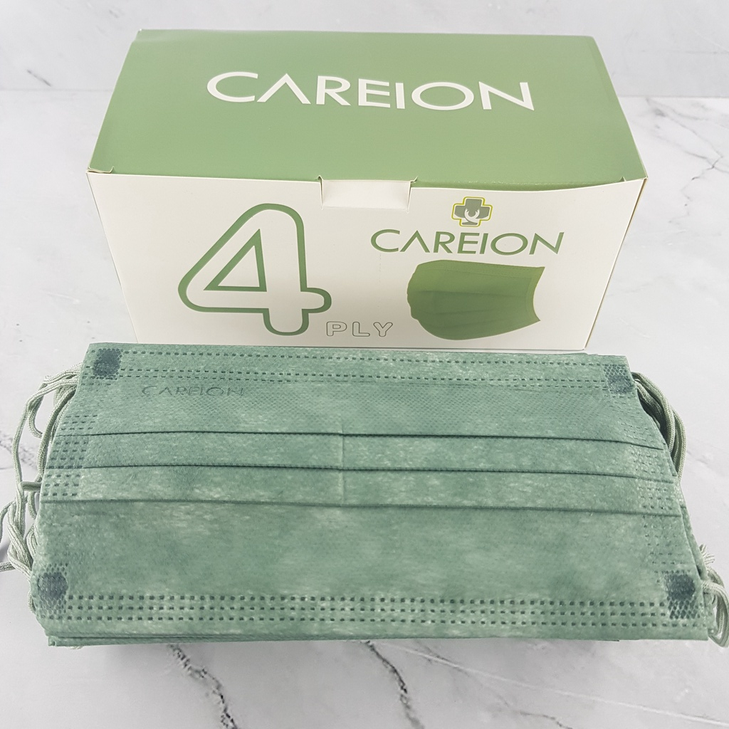 ENZ ® MASKER EARLOOP CAREION EMBOS PREMIUM 4PLY 4 PLY HITAM PUTIH WARNA ISI 50 PCS UKURAN DEWASA 1002