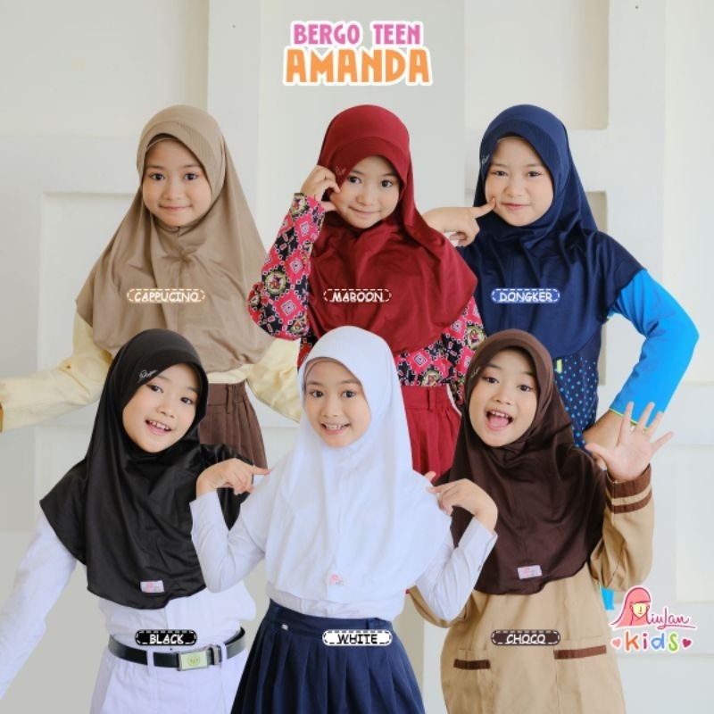 Jilbab Anak Sekolah Jersey Polos Tanpa Tali Bergo Amanda Teen Ori By Miulan