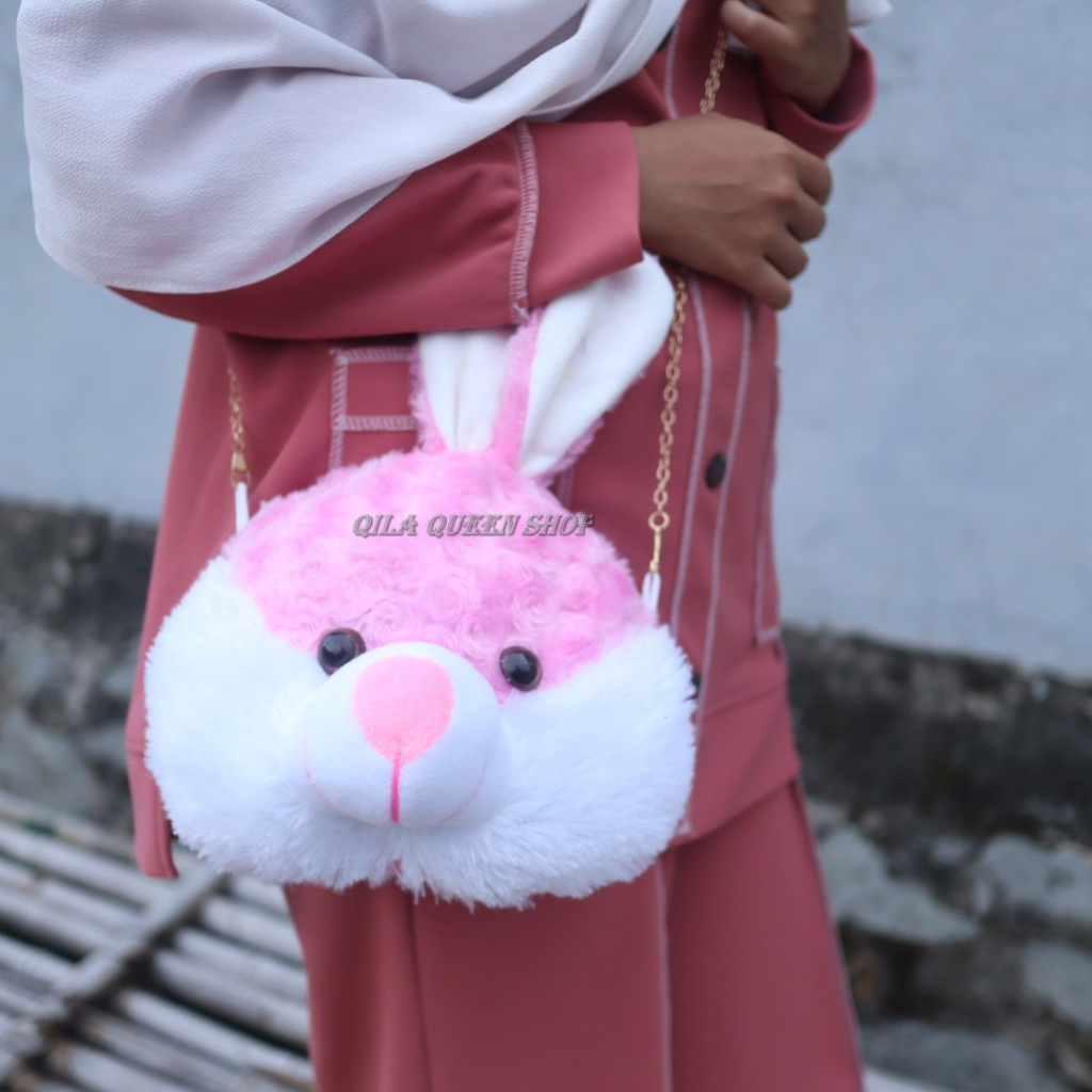 TAS SELEMPANG KELINCI KARAKTER BONEKA