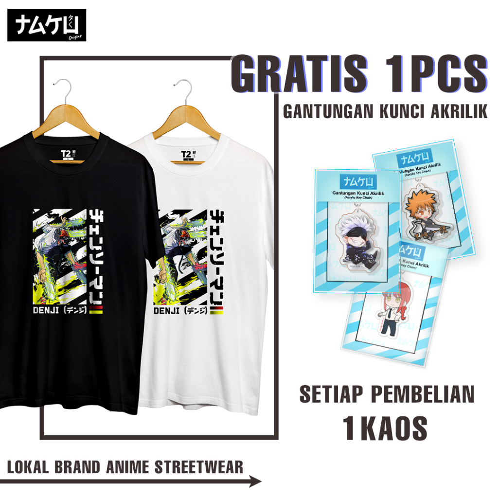 TAKU Kaos Denji Chainsaw Man - T Shirt Anime Chainsaw Man - Baju Anime Chainsaw Man