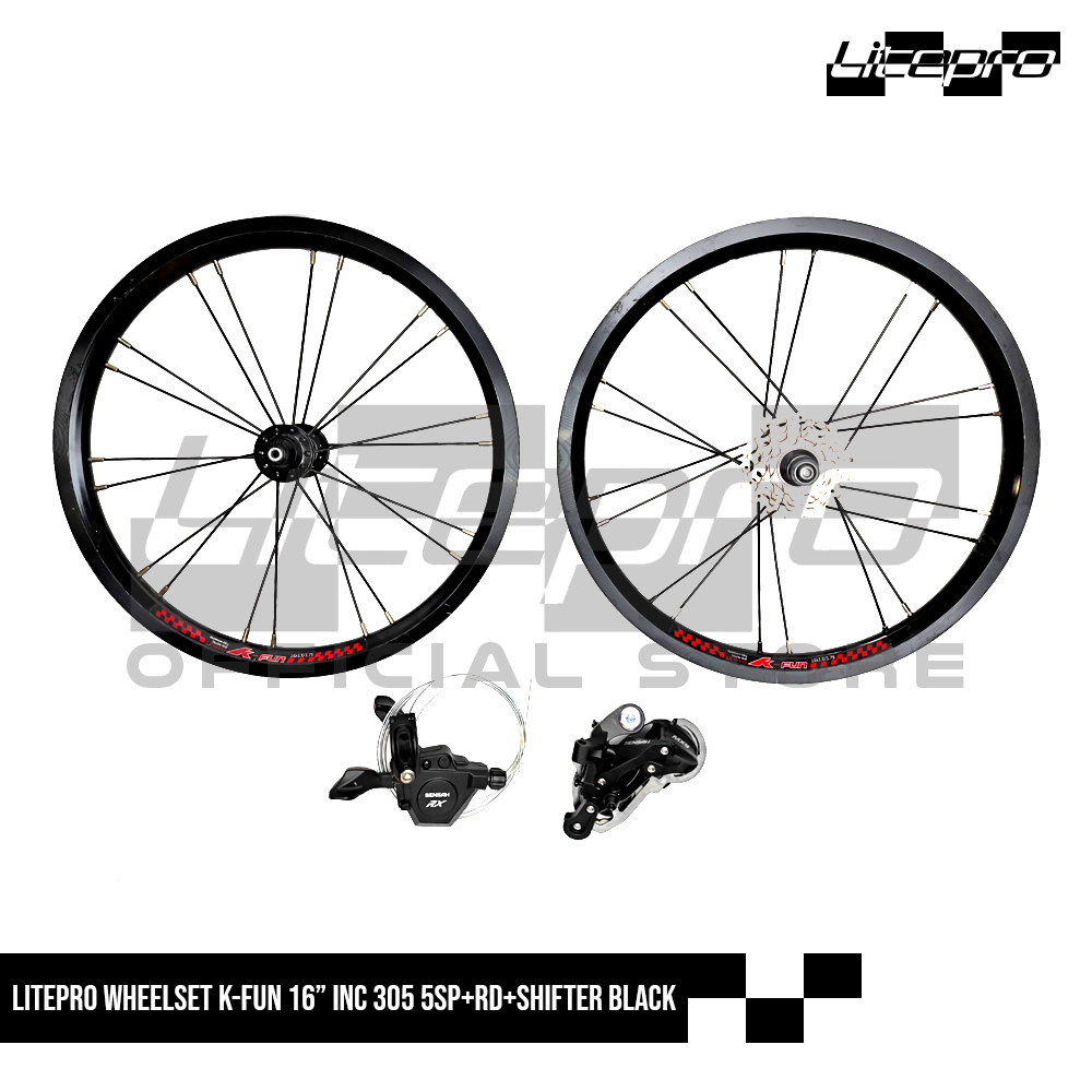 LITEPRO WHEELSET K-FUN 16" 305 5SP+RD+SHIFTER BLACK