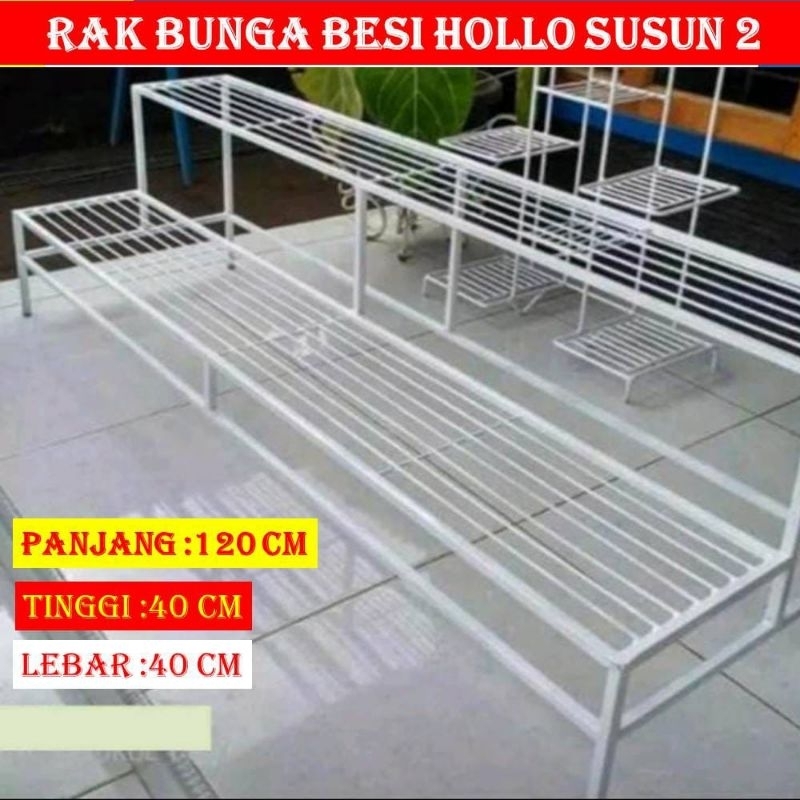 rak bunga besi susun 2 minimalis bertingkat 20 dudukan bahan besi hollow