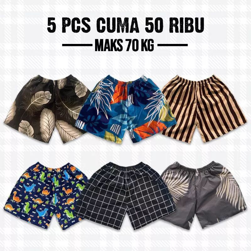 Celana Boxer Motif (ISI 5 PCS) | Boxer Pantai | Celana Boxer | Boxer Motif Pria Dewasa | Celana Dalam Pria