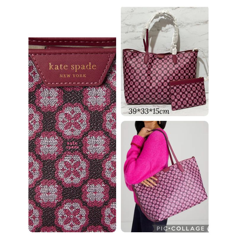 Tas Tote Wanita Kate Spade Sutton Monogram Red