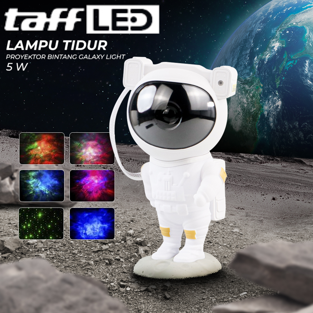 TaffLED Lampu Tidur Proyektor Astronaut Galaxy Light 8 Colors 5W 240V - HD481 - White