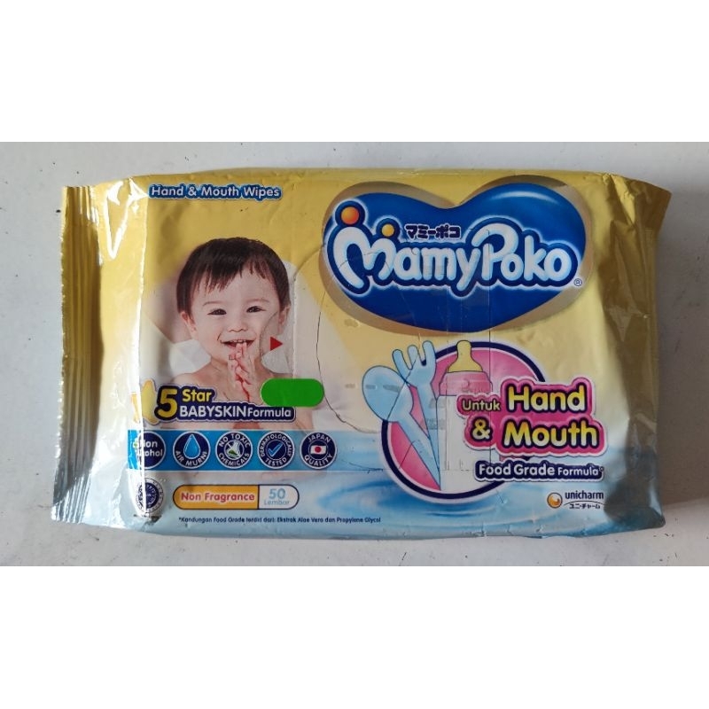 Mamypoko wipes tisu basah hand and mouth non fragnance 50 sheet
