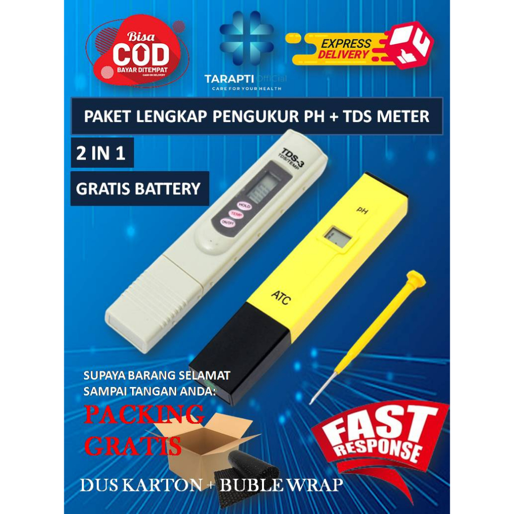 Alat Ukur pH Air Minum Terbaik Digital / Paket Alat Cek pH Air Dan TDS Meter