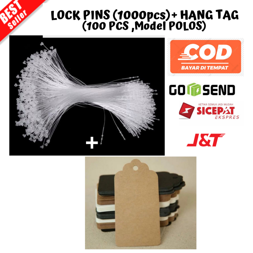

[BAYAR DI TEMPAT] (Paket 03) LOCK PINS isi 1000pcs) + HANG TAG Model POLOS isi 100 PCS HANGTAG BAJU HANGTAG KEMASAN HANG TAG COKLAT PUTIH HITAM LOOP PINS TALI HANG TAG TALI BAJU