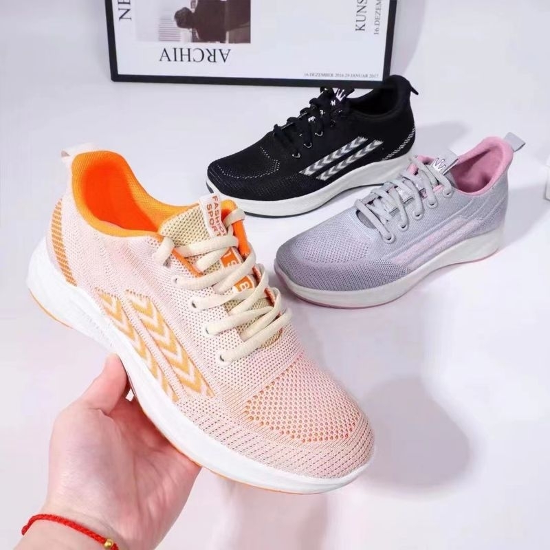 { EJ} Sepatu Olahraga wanita Rajut Sneakers Warna warni