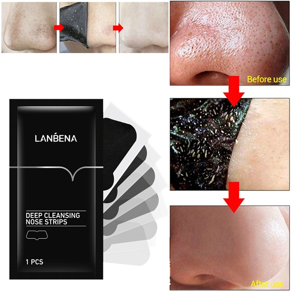 [10 Pcs] LANBENA Blackhead Remover Masker Komedo Pada Area Hidung Dahi dan Dagu