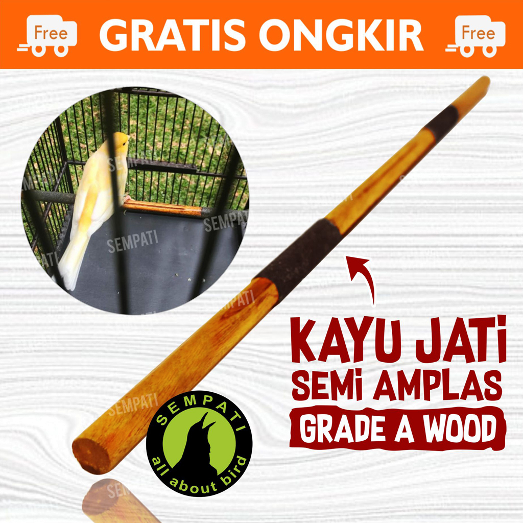 TANGKRINGAN SANGKAR BURUNG KENARI KAYU JATI MERK SEMPATI PREMIUM QUALITY