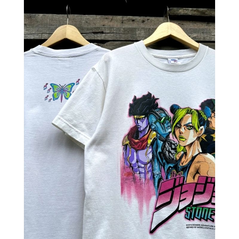 Kaos Anime Jojo's Bizzare Adventure Stone Ocean Jolyne Cujoh & Jotaro Kujo Modern Bootleg By Wessell