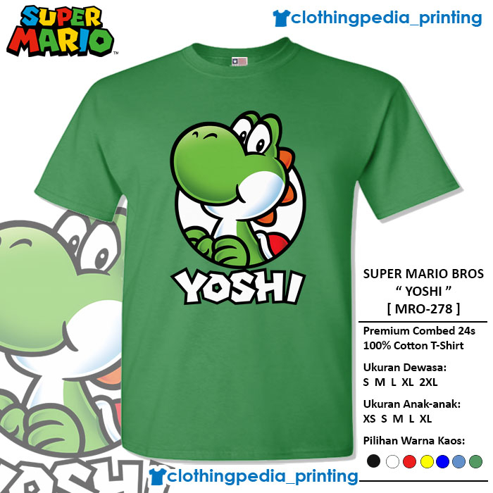 Kaos Yoshi Dino The Super Mario Bros Character Yoshi T-Shirt