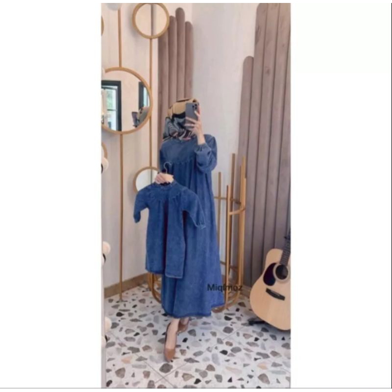 MIDI DRESS JEANS COUPLE ANAK 1-13 TAHUN-MIDI DRESSJEANS TERBARU