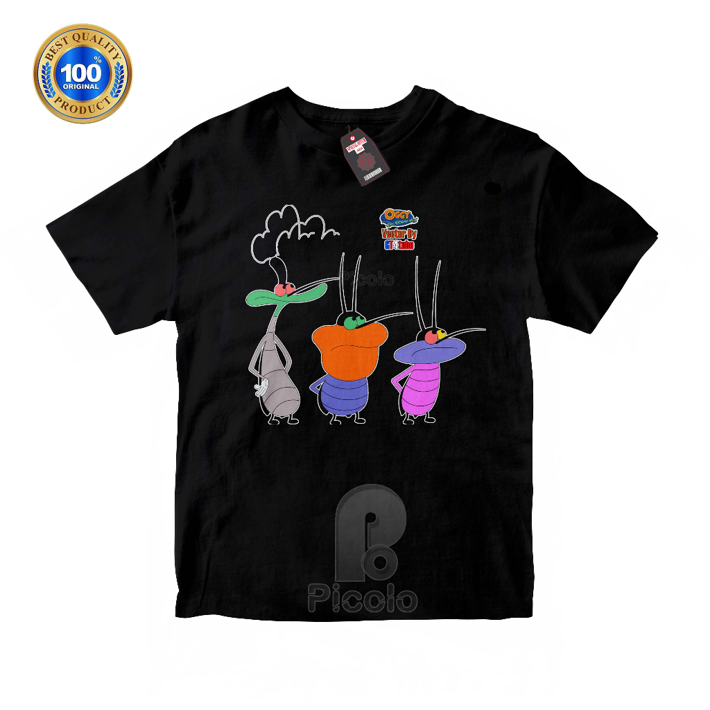 (FREE NAMA) BAJU KAOS ATASAN ANAK MOTIF KARTUN ANIMASI OGGY AND THE COCKROACHES UNISEX Bahan COTTUN