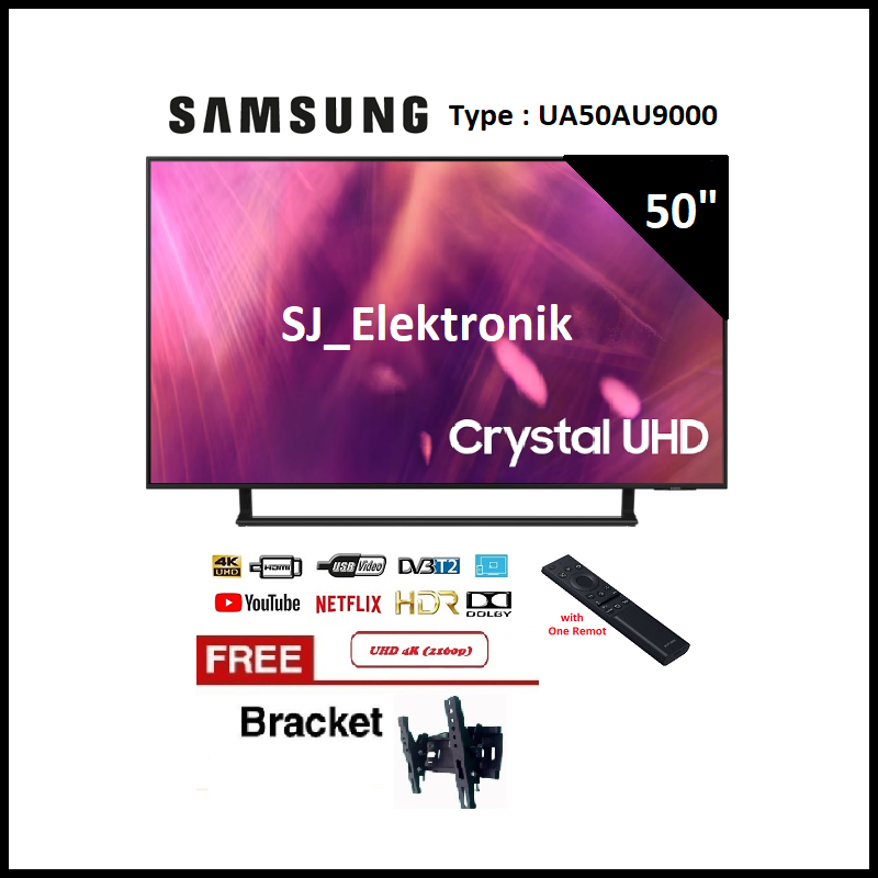 (KHUSUS LUAR KOTA) Braket + LED TV Samsung 50AU9000 - 50 Inch AU9000 Smart TV Crystal UHD