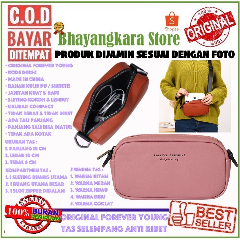 IMPOR ORIGINAL FOREVER YOUNG D025-2 TAS SELEMPANG WANITA TOMBOY MUAT HP UKURAN KECIL MINI