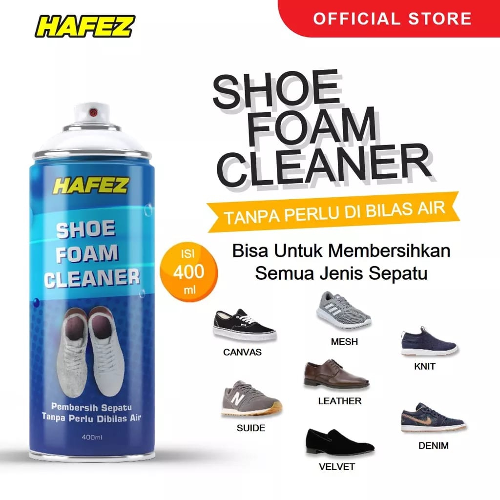 HAFEZ SHOE FOAM CLEANER / FOAM PEMBERSIH SEPATU DAN MENGHILANGKAN BAU SEPATU 400ML