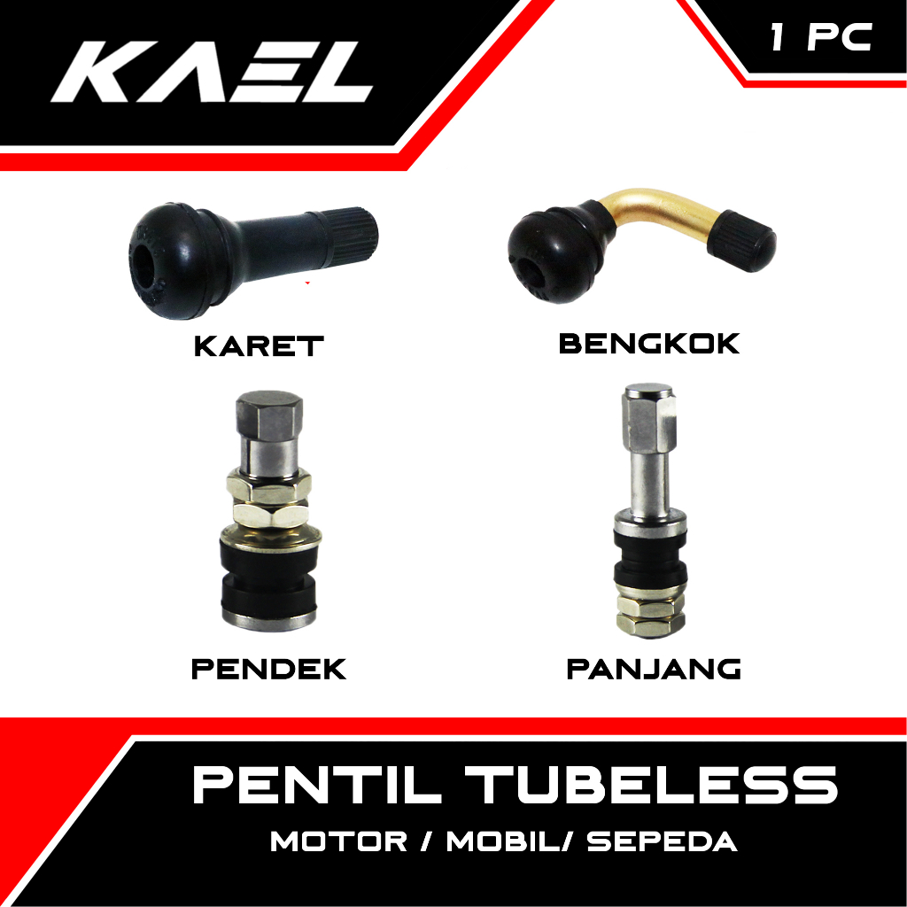 Pentil Tubeless Ban Motor-Mobil-Sepeda Tubles-Tubless-Tubeles-Tubless-Tube-Tub Less-Les Panjang-Pendek Bengkok Karet