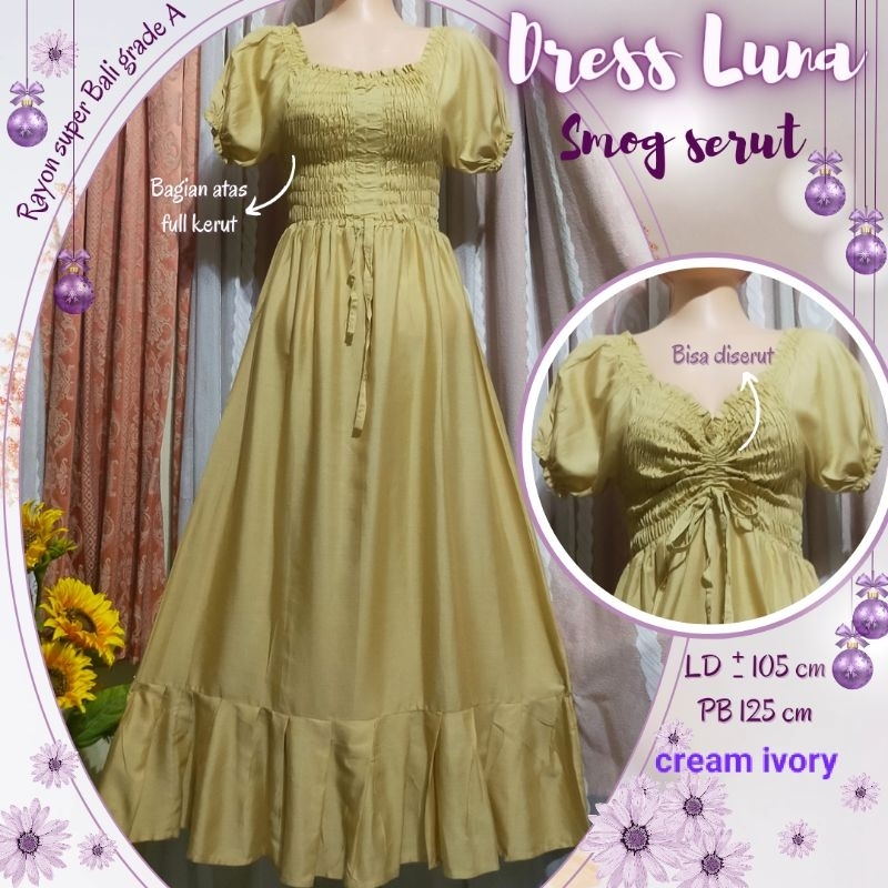 Dress Luna //Dress kerut Luna panjang //Dress Smog Luna //Kerut Luna Panjang //Dress Luna Kerut