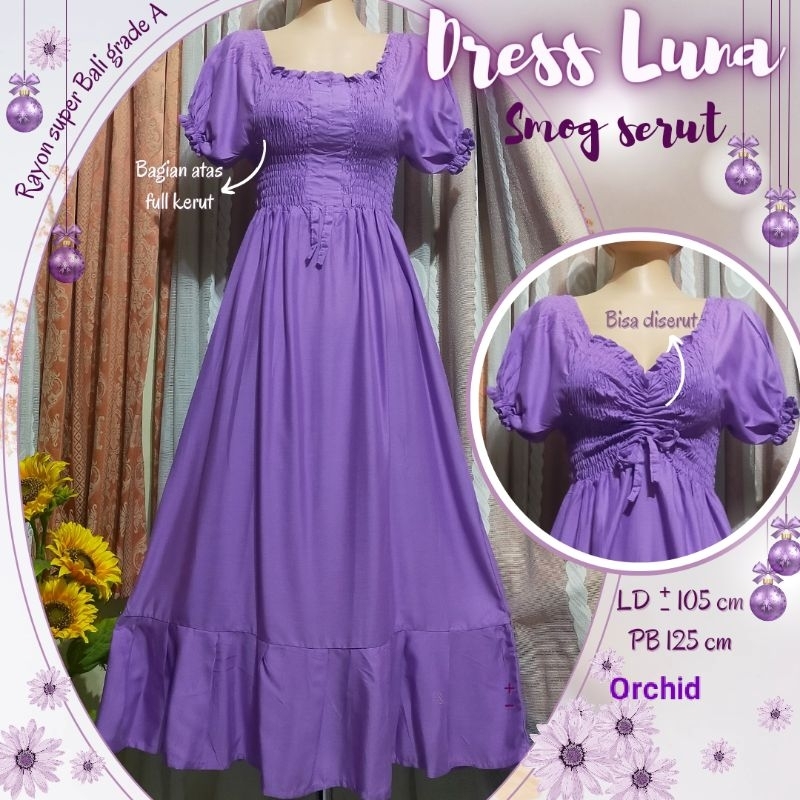 Dress Luna //Dress kerut Luna panjang //Dress Smog Luna //Kerut Luna Panjang //Dress Luna Kerut