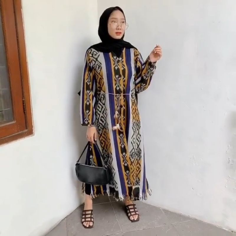 LongCardi tenun-Cardigan tenun populer-Cardigan kekinian-Cardigan remaja kekinian-Gamis tenun muslim