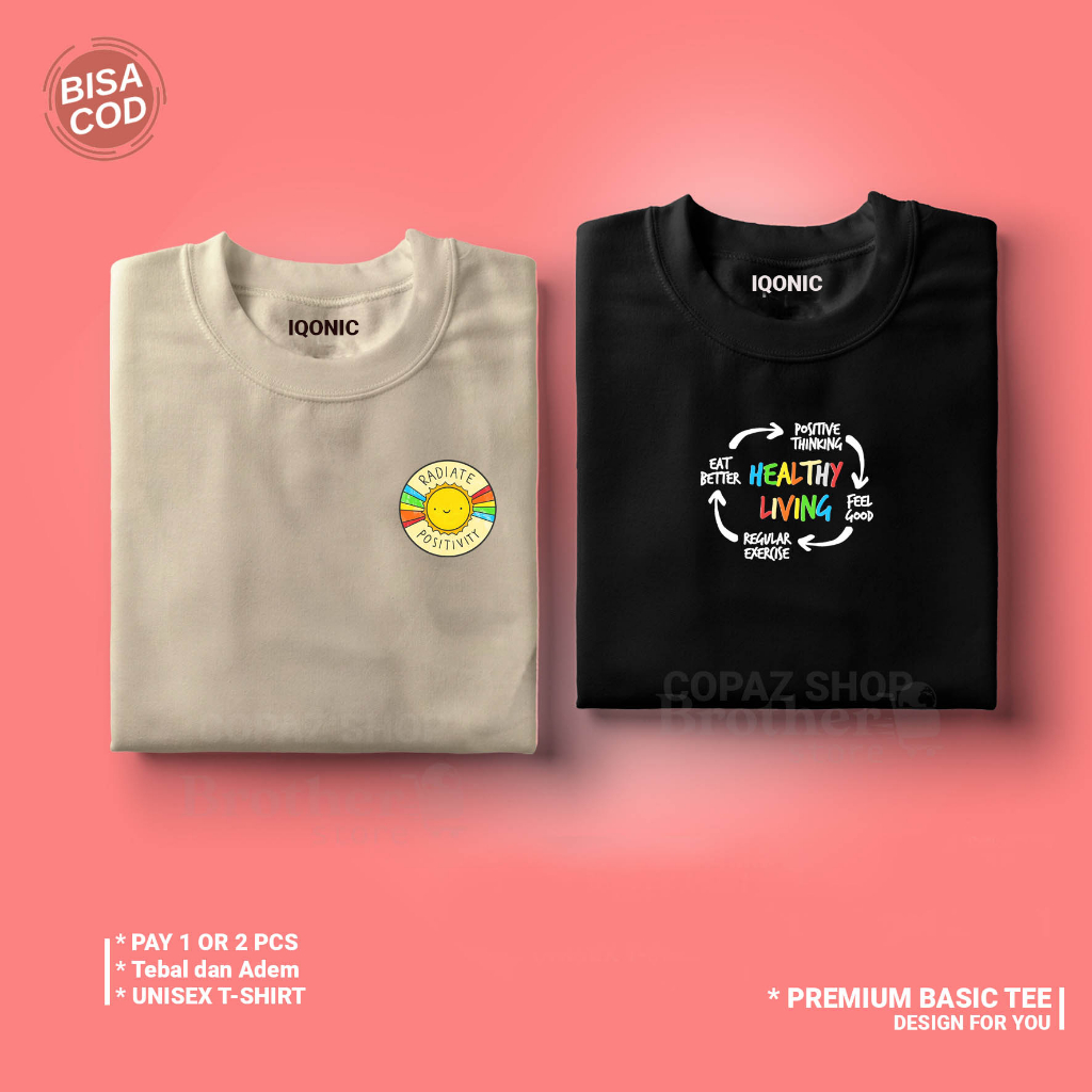 ( PROMO COD ) BROTHER STORE / Kaos Distro Pria / Kaos Distro100% Catoon Combed 24s tebal / Articel HEALTHY LIVING